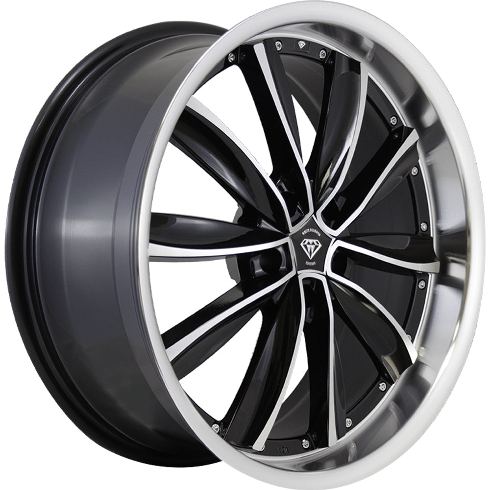 White Diamond W981 Black Machined Wheel