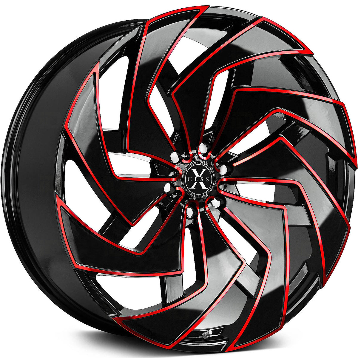 Xcess X04 Black Red Milled Wheel