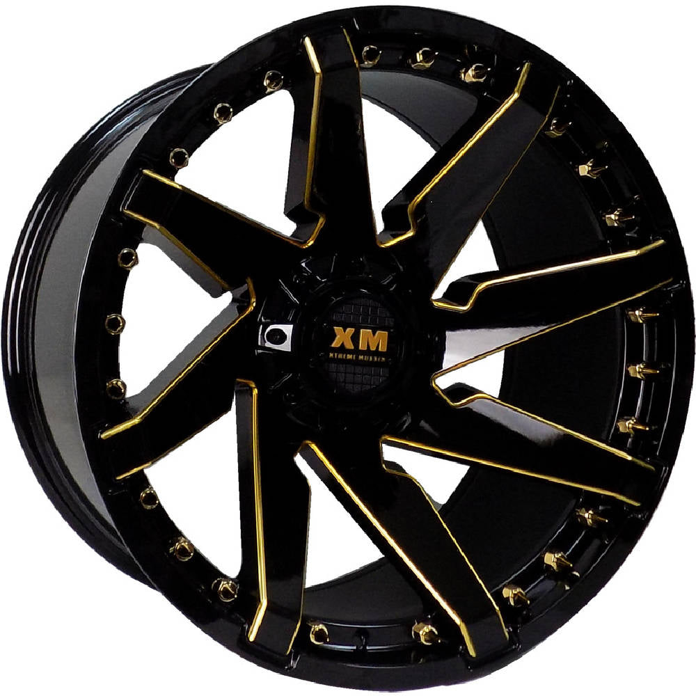 Xtreme Mudder XM-301 Black Yellow Milled Wheel