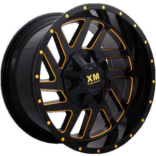 Xtreme Mudder XM-310 Black Yellow Milled Wheel