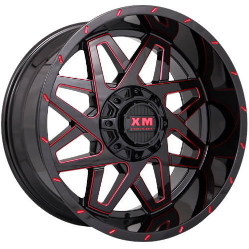 Xtreme Mudder XM-313 Black Red Milled Wheel