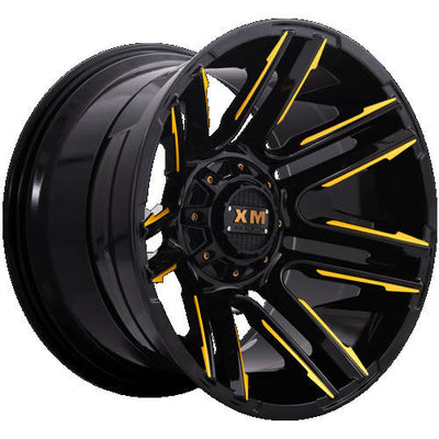 Xtreme Mudder XM-314 Black Yellow Milled Wheel