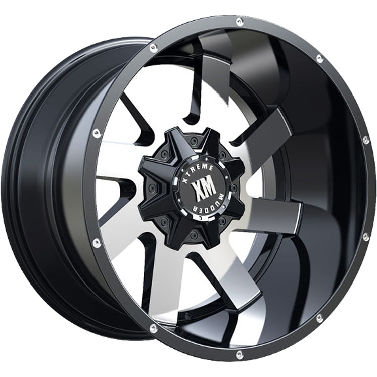 Xtreme Mudder XM-322 Black Machined Wheel