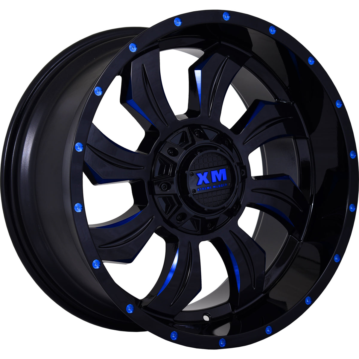 Xtreme Mudder XM-323 Black Blue Milled Wheel