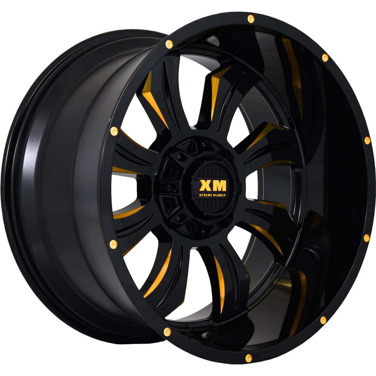 Xtreme Mudder XM-323 Black Yellow Milled Wheel