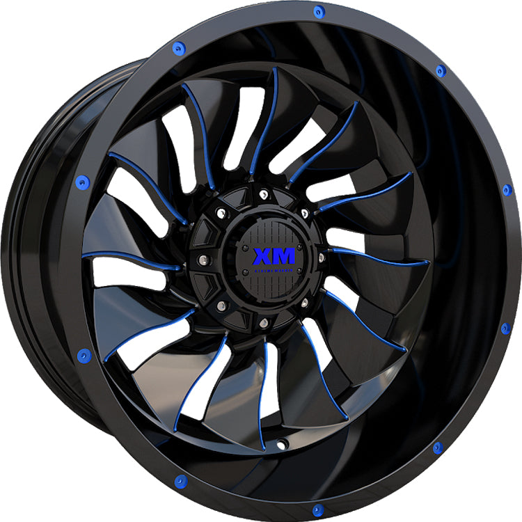 Xtreme Mudder XM-329 Black Blue Milled Wheel