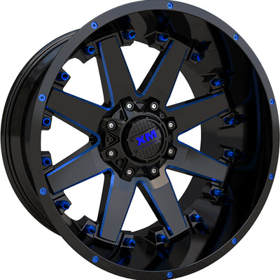 Xtreme Mudder XM-334 Black Blue Milled Wheel