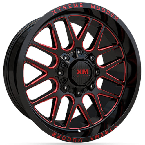 Xtreme Mudder XM-338 Black Red Milled Wheel