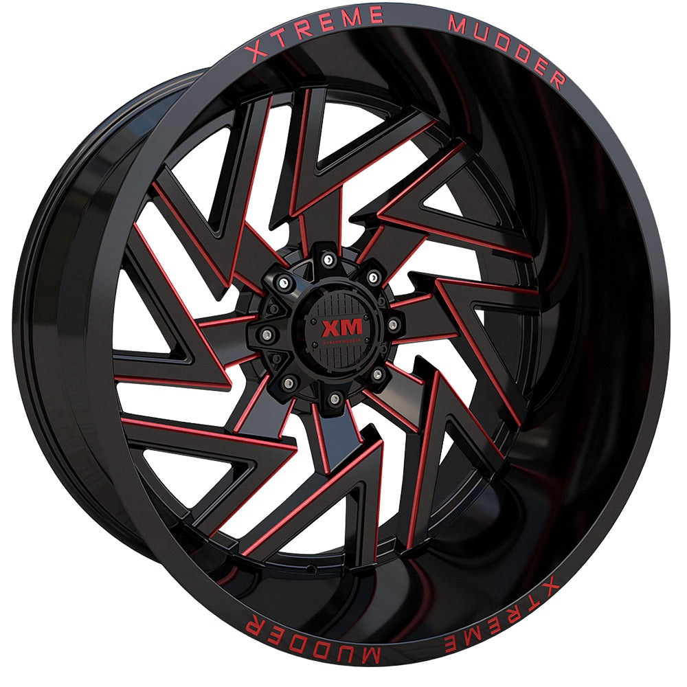 Xtreme Mudder XM-340 Black Red Milled Wheel