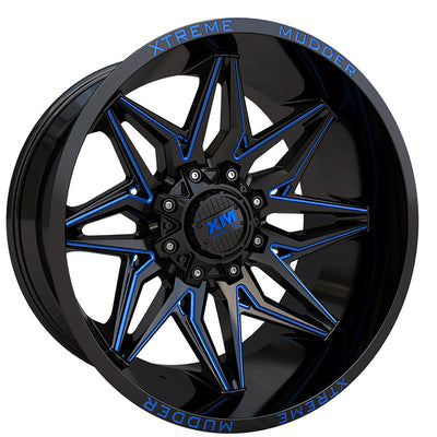 Xtreme Mudder XM-342 Black Blue Milled Wheel