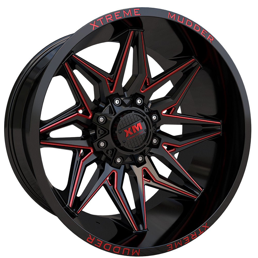 Xtreme Mudder XM-342 Black Red Milled Wheel