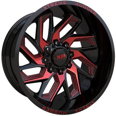 Xtreme Mudder XM-343 Black Red Milled Wheel