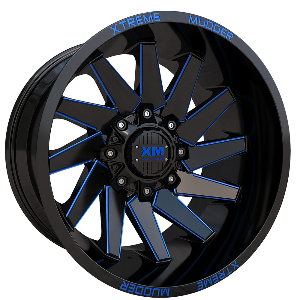 Xtreme Mudder XM-344 Black Blue Milled Wheel