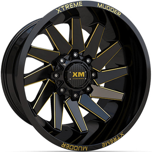 Xtreme Mudder XM-344 Black Yellow Milled Wheel