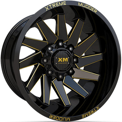 Xtreme Mudder XM-344 Black Yellow Milled Wheel
