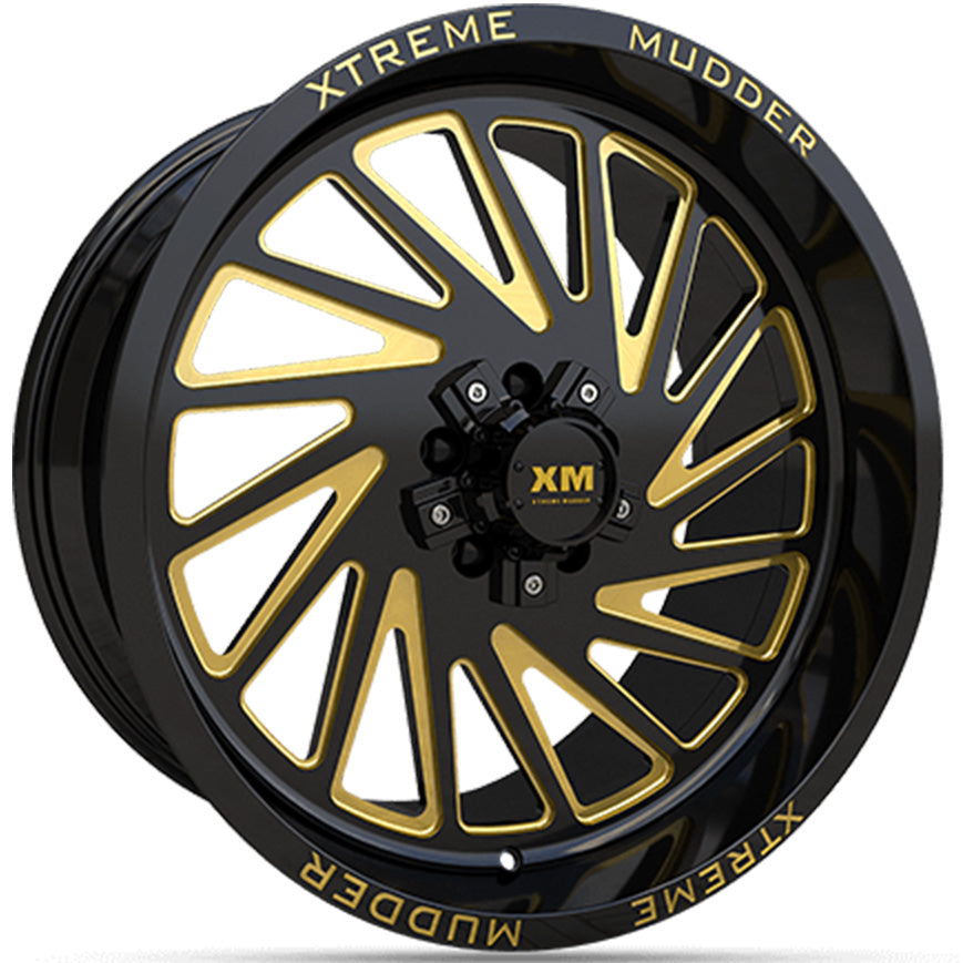 Xtreme Mudder XM-346 Black Yellow Milled Wheel