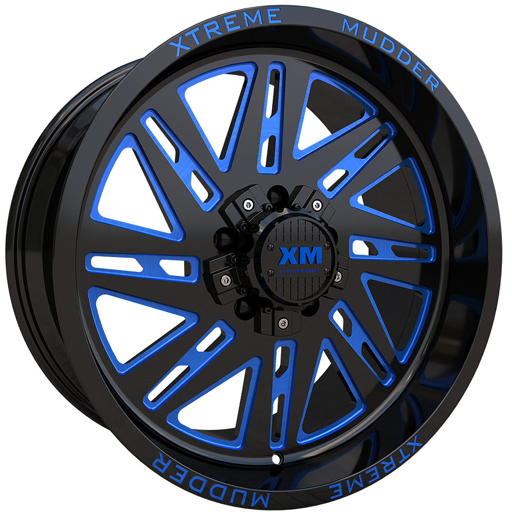 Xtreme Mudder XM-347 Black Blue Milled Wheel