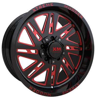 Xtreme Mudder XM-347 Black Red Milled Wheel