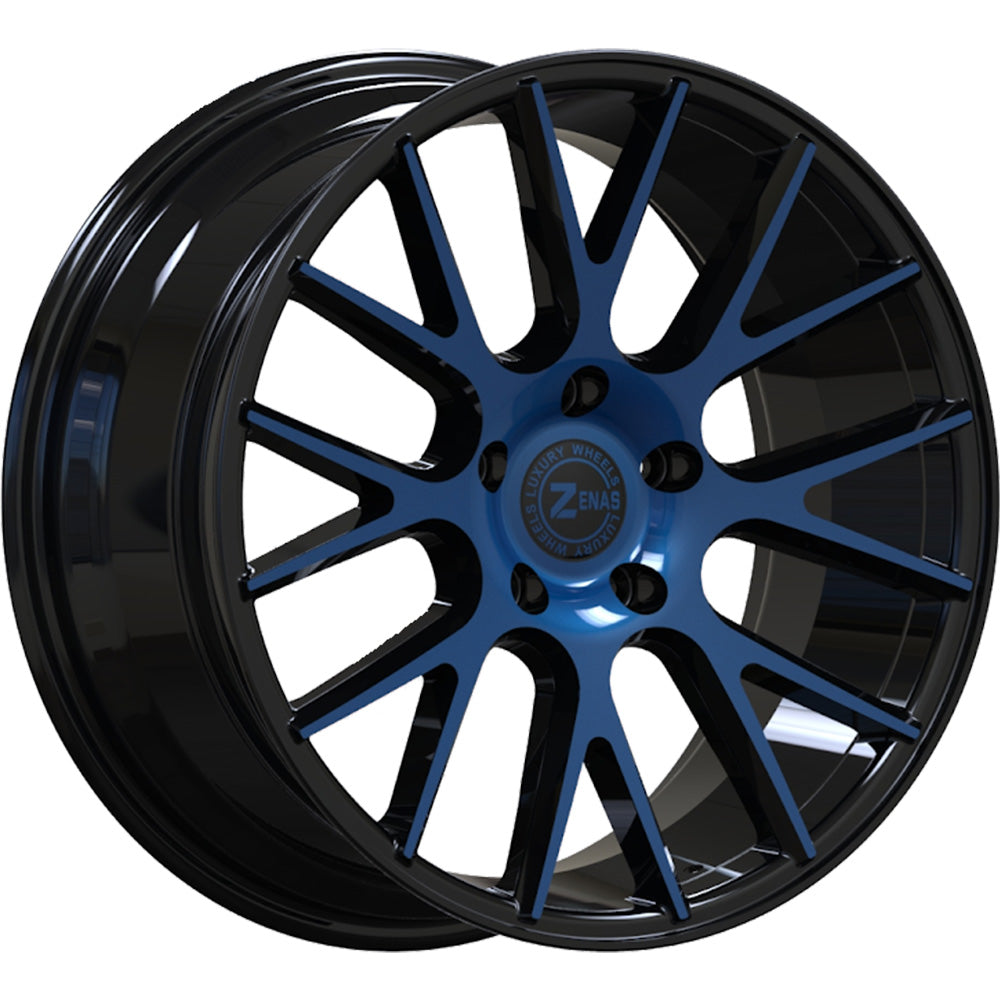 Zenas ZW03 Black Blue Machined Wheel