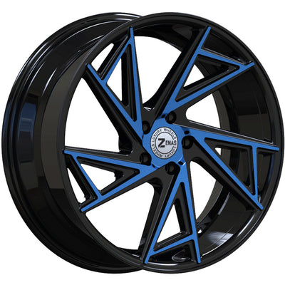 Zenas ZW04 Black Blue Machined Wheel