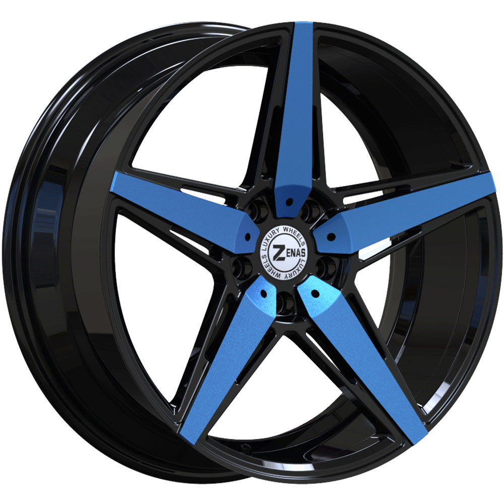 Zenas ZW05 Black Blue Machined Wheel