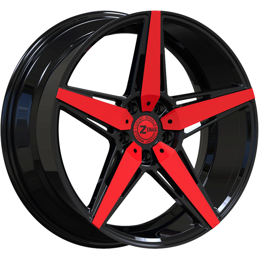 Zenas ZW05 Black Red Machined Wheel