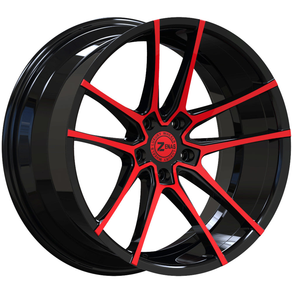 Zenas ZW12 Black Red Machined Wheel