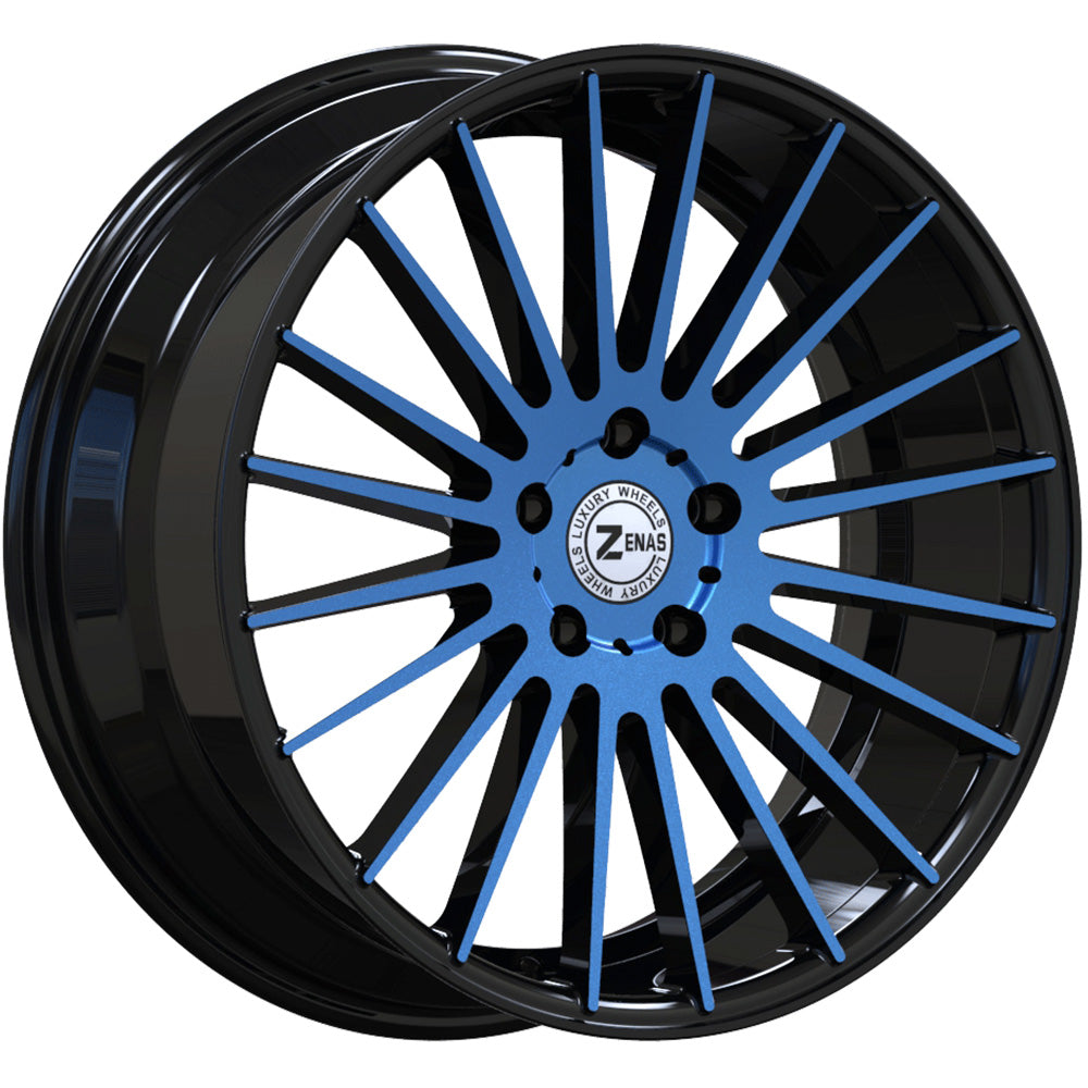 Zenas ZW17 Black Blue Machined Wheel