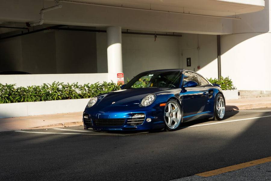 HRE 527 forged wheel on Porsche 997 Turbo S Aqua Blue Metallic