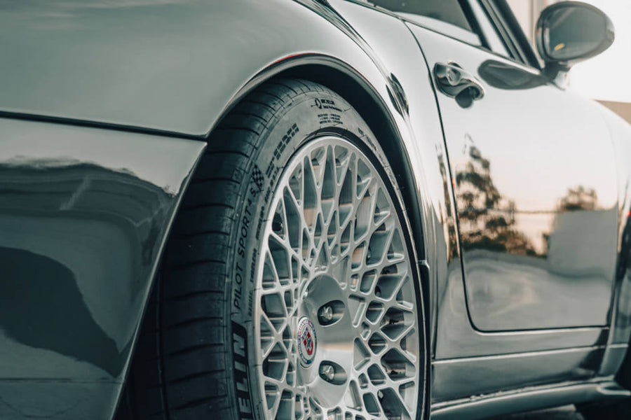 HRE 501M forged wheel on Porsche 993 Carrera 4 Olive Green