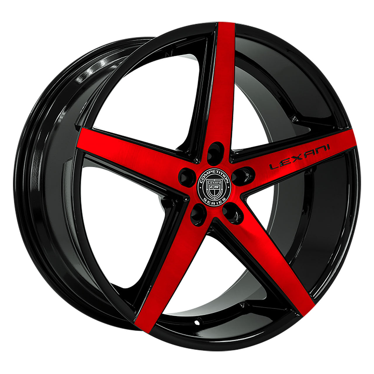 Lexani R-FOUR Gloss Black w/Machined Face & Red Tinted Clear