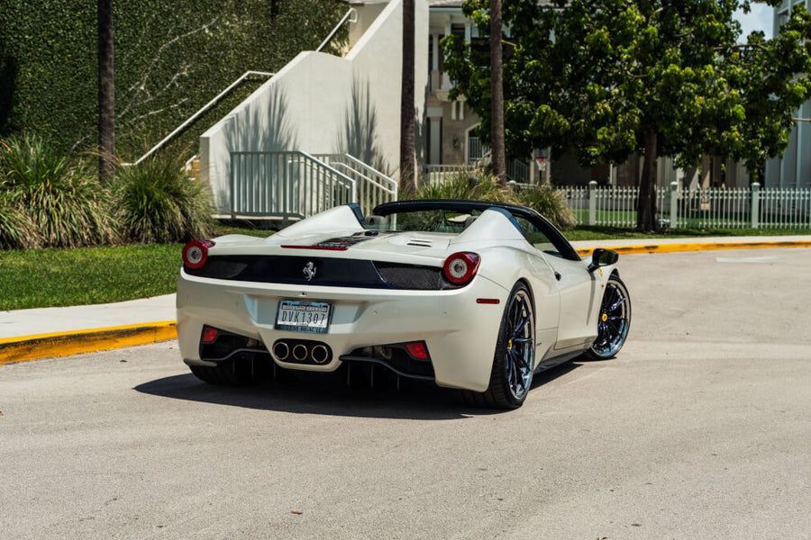 HRE S104SC forged wheel on Ferrari 458 Spider Bianco Fuji
