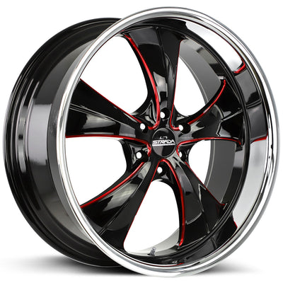 Strada Street Classics OLD SKOOL Black/Red/Chrome wheel