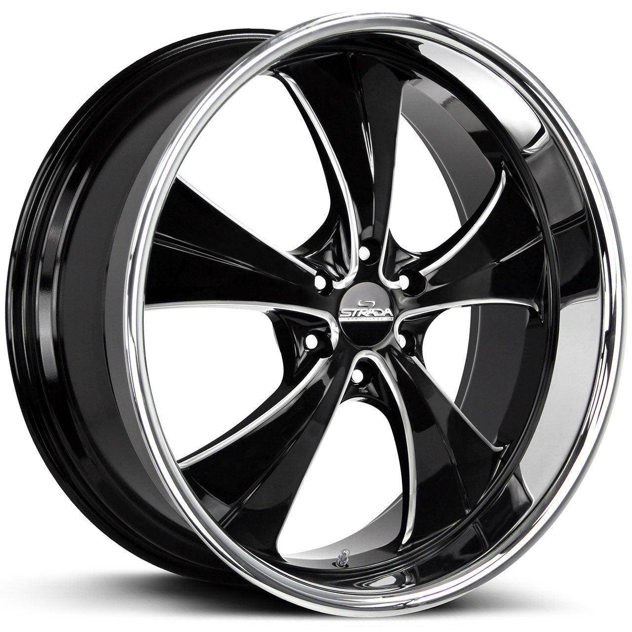 Strada Street Classics OLD SKOOL Gloss Black w/CNC Machined Accents / Stainless Steel Chrome Lip