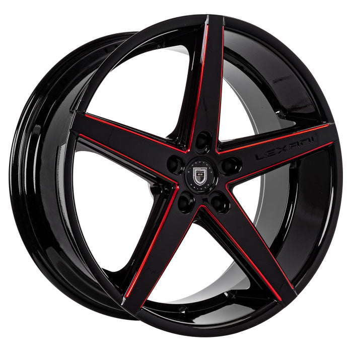 Lexani R-FOUR 20X8.5 15mm Gloss Black w/CNC Red Tinted Clear – TFS Wheels
