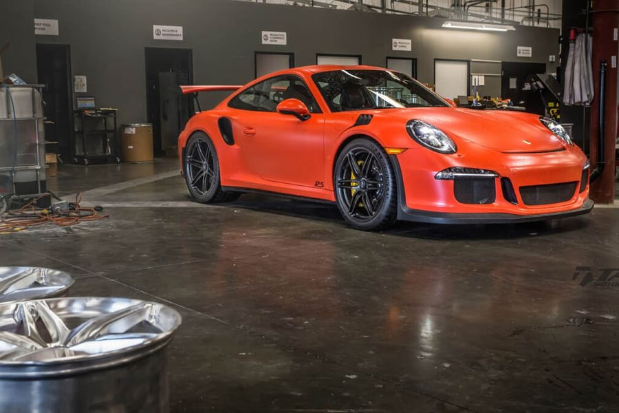 HRE P106 forged wheel on Lava Orange Porsche 991 GT3 RS
