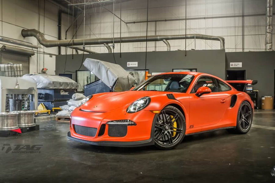 HRE P106 forged wheel on Lava Orange Porsche 991 GT3 RS