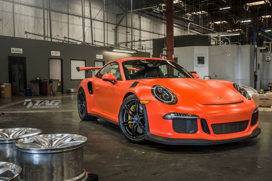 HRE P106 forged wheel on Lava Orange Porsche 991 GT3 RS
