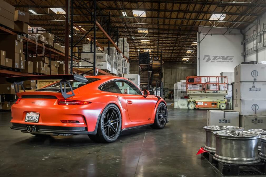 HRE P106 forged wheel on Lava Orange Porsche 991 GT3 RS
