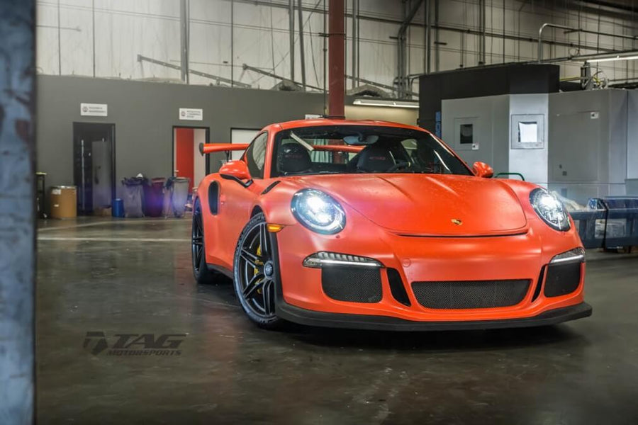 HRE P106 forged wheel on Lava Orange Porsche 991 GT3 RS