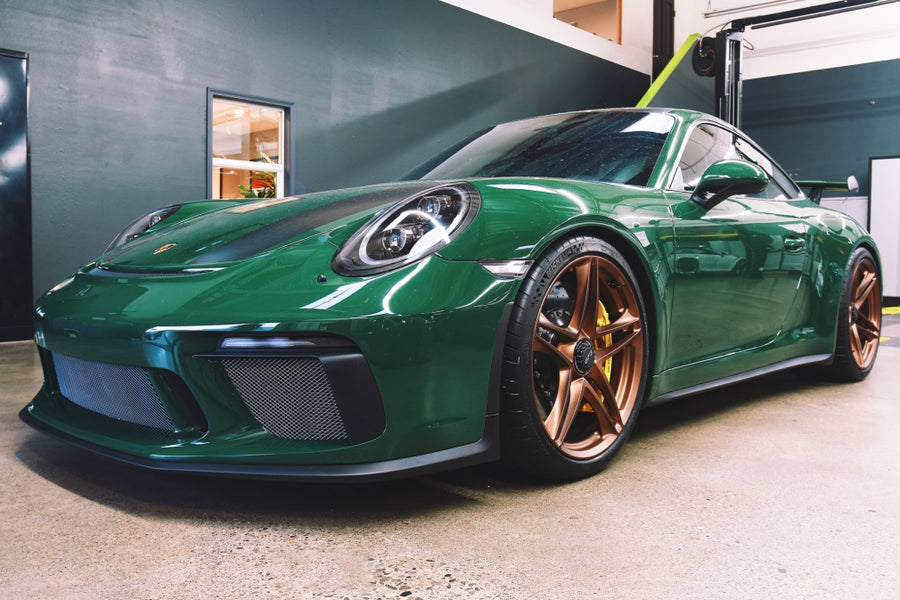 HRE P207 forged wheel on Green Porsche 9912 GT3