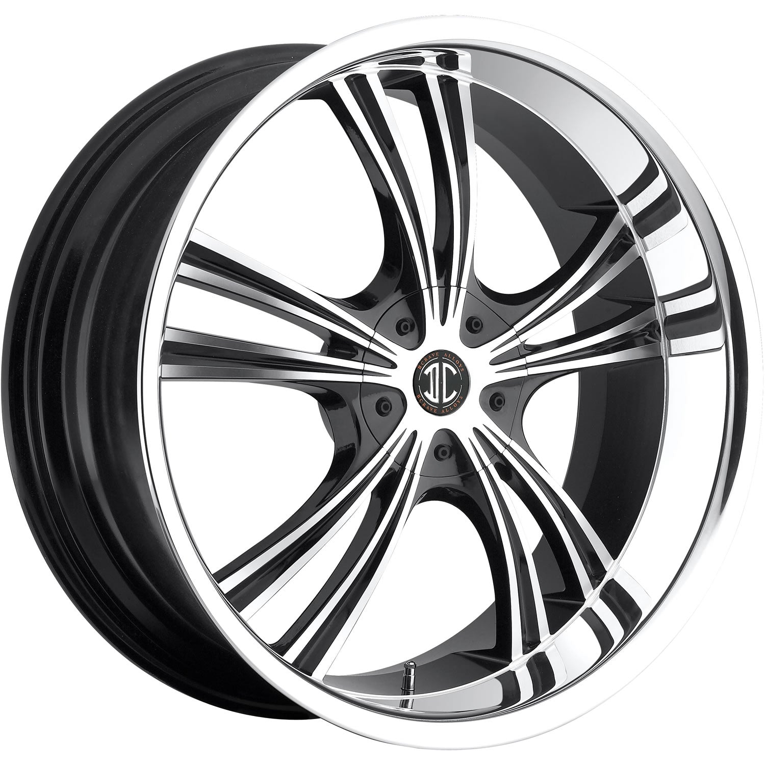 2Crave N02 Gloss Black with Machined Spoke Faces and a Stainless Steel Lip