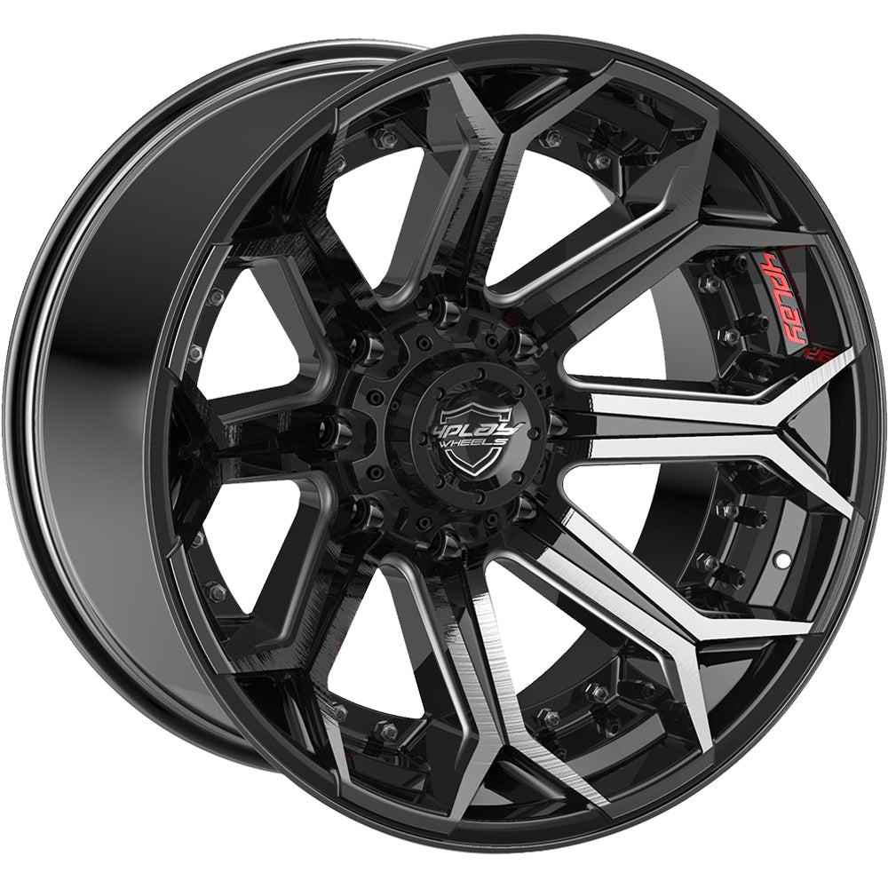 4Play 4P80R Gloss Black with Brushed Spoke Faces and a Dark Tint Wheel