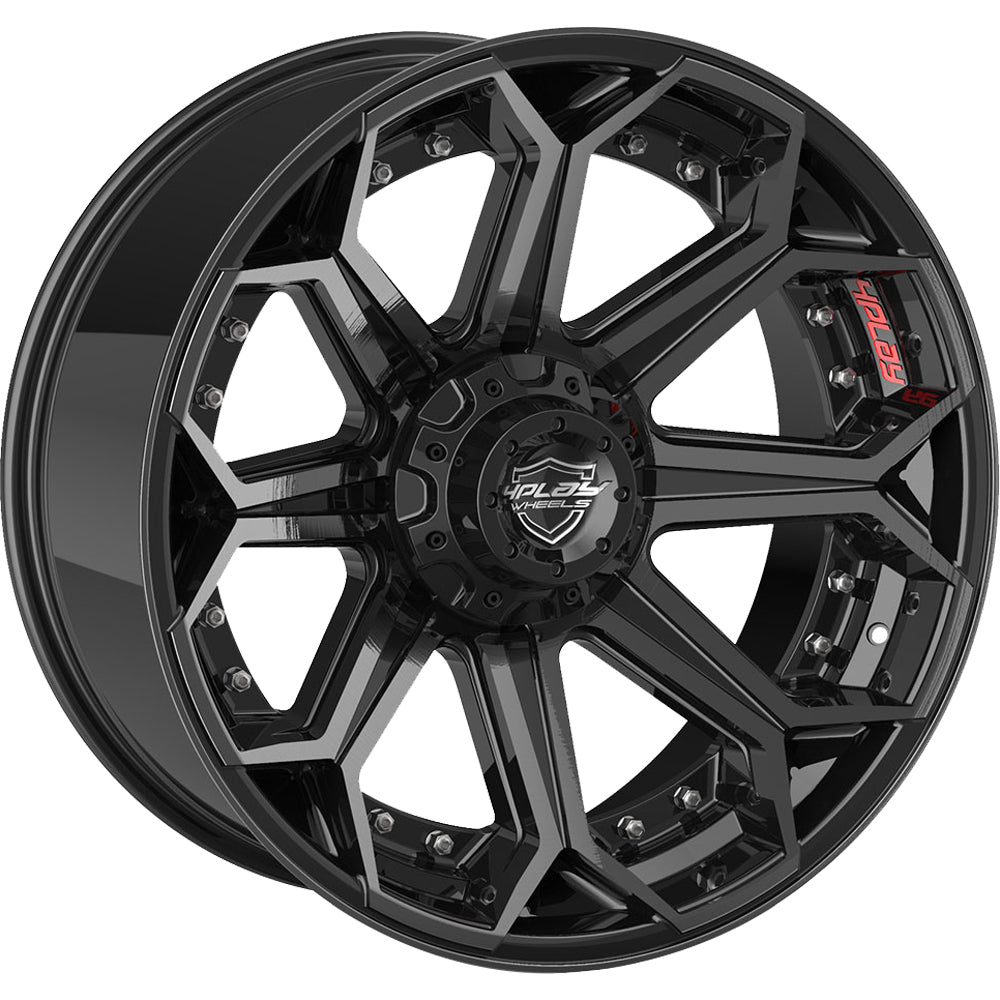 4Play 4P80R Gloss Black with Brushed Spoke Faces and a Dark Tint Wheel
