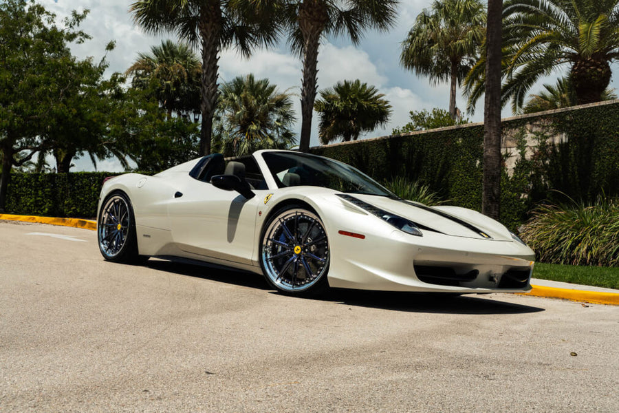 HRE S104SC forged wheel on Ferrari 458 Spider Bianco Fuji