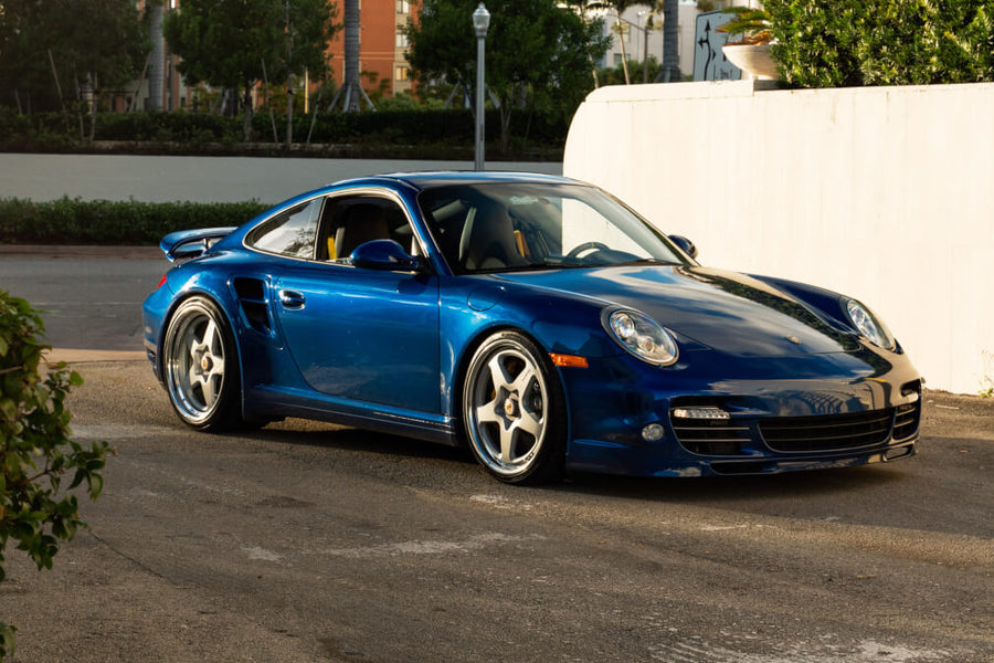 HRE 527 forged wheel on Porsche 997 Turbo S Aqua Blue Metallic