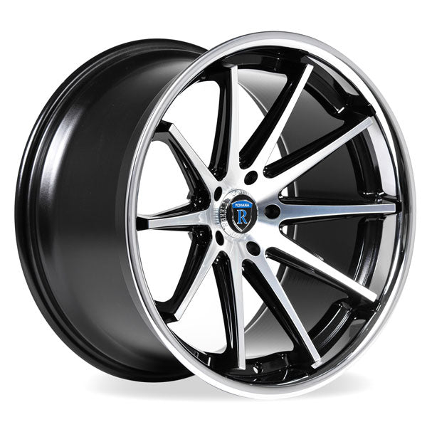 Rohana RC10 22X9 15mm Gloss Black Machined Face Center / Chrome Lip ...