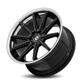 Curva C24 20x10.5 Gloss Black Stainless Chrome Lip premium custom-drilled wheel