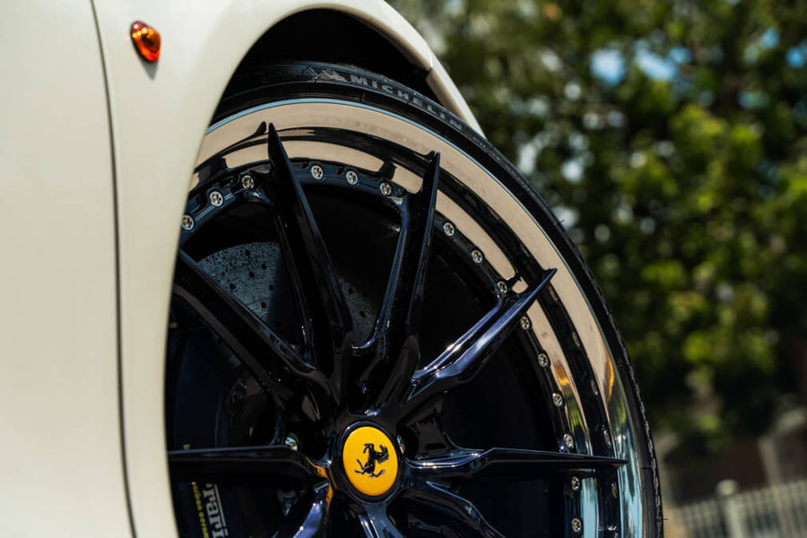 HRE S104SC forged wheel on Ferrari 458 Spider Bianco Fuji