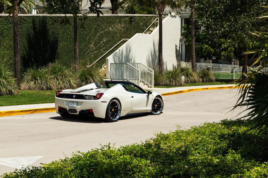 HRE S104SC forged wheel on Ferrari 458 Spider Bianco Fuji
